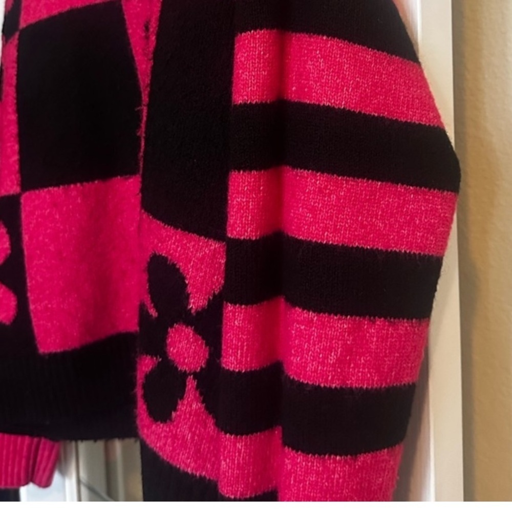 Zara warm Cozy Floral Printed Checkered OverSize Crewneck Sweater - Picture 2 of 12